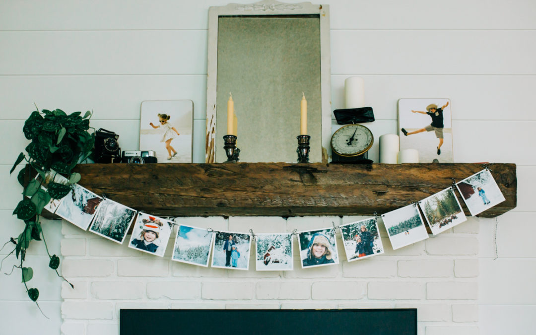 Winter Mantel Decor Idea Using Your Photos